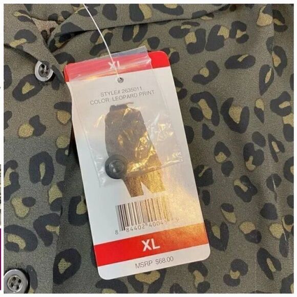 Chelsea & Theodore Blouse Leopard Print Button Up Shirt XL NWT - Picture 6 of 6